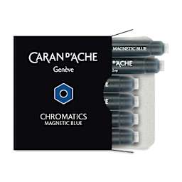 Caran d'Ache Chromatics Fountain Pen Ink Cartridges - Magnetic Blue, Pkg of 6