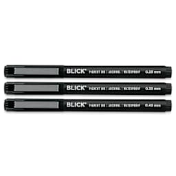Blick Studio Pigment Liners - Black, Set of 3, Assorted - with caps on