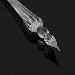 Herbin Round Glass Dip Pen - Transparent close-up of nib against black background