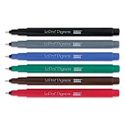 Marvy Uchida LePen Pigment Pens - Primary Colors, Set of 6 with caps off