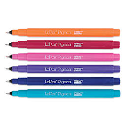 Marvy Uchida LePen Pigment Pens - Jewel Colors, Set of 6 with caps off