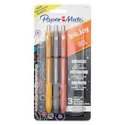 Paper Mate Inkjoy Retractable Metallic Gel Pens - Assorted Colors, Set of 3, in packaging