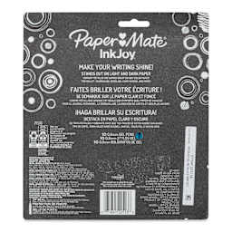 Paper Mate Inkjoy Retractable Metallic Gel Pens - Assorted Colors, Set of 10, back of the packaging