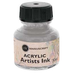 Manuscript Acrylic Artist's Ink - Metallic Silver, 30 ml