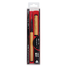 Aitoh Bamboo Barrel Fountain Brush Pen Set - Nylon Nib with Ink Cartridges, front of the packaging