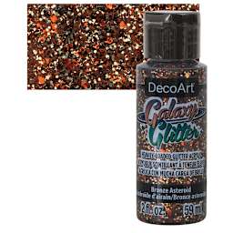 DecoArt Galaxy Glitter Paint - Bronze Asteroid, 2 oz bottle and swatch