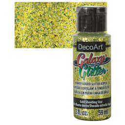 DecoArt Galaxy Glitter Paint - Gold Shooting Star, 2 oz bottle and swatch