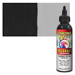 Unicorn Spit Gel Stain and Glaze - Midnight's Blackness, 4 oz - Bottle and Swatch