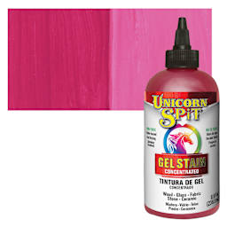 Unicorn Spit Gel Stain and Glaze - Pixie Punk Pink, 8 oz - Bottle and Swatch