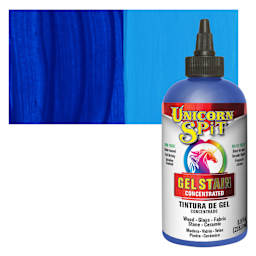 Unicorn Spit Gel Stain and Glaze - Blue Thunder, 8 oz - Bottle and Swatch