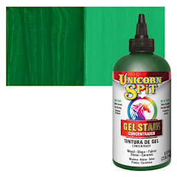Unicorn Spit Gel Stain and Glaze - Dragon's Belly, 8 oz - Bottle and Swatch