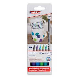 Edding 4200 Series Porcelain Brush Pens - Set of 6, Cool (Front of packaging)