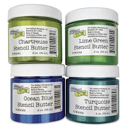 Stencil Butter Acrylic Paints - Pkg of 4, Carribean Sea, 2 oz