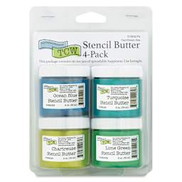Stencil Butter Acrylic Paints - Carribean Sea, 2 oz, Pkg of 4 (Front of package)