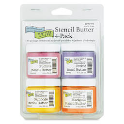 Stencil Butter Acrylic Paints - Mardi Gras, 2 oz, Pkg of 4 (Front of package)