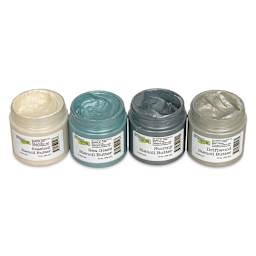 Stencil Butter Acrylic Paints - Beach House, Pkg of 4, 2 oz Jars with lids off