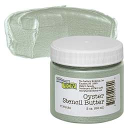 Stencil Butter Acrylic Paint - Oyster, 2 oz, Jar and swatch