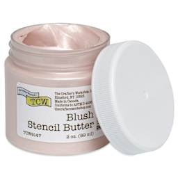 Stencil Butter Acrylic Paint - Blush, 2 oz, Jar with lid off