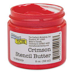Stencil Butter Acrylic Paint - Crimson, 2 oz, Jar (Shown without lid)
