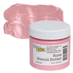 Stencil Butter Acrylic Paint - Rose, 2 oz, Jar and swatch