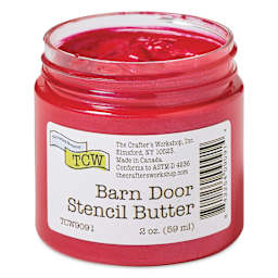 Stencil Butter Acrylic Paint - Barn Door, 2 oz, Jar with lid off
