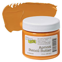 Stencil Butter Acrylic Paint - Apricot, 2 oz, Jar and swatch