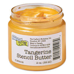 Stencil Butter Acrylic Paint - Tangerine, 2 oz, Jar with lid off