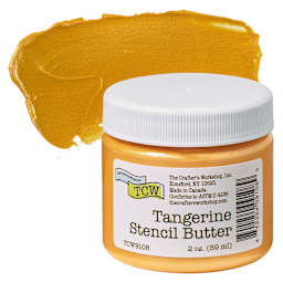 Stencil Butter Acrylic Paint - Tangerine, 2 oz, Jar and swatch
