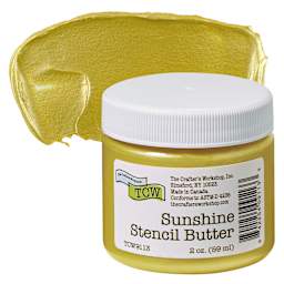 Stencil Butter Acrylic Paint - Sunshine, 2 oz, Jar and swatch
