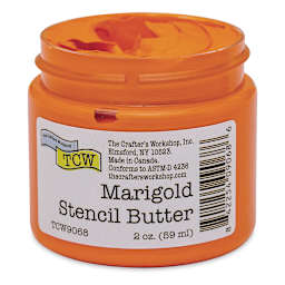 Stencil Butter Acrylic Paint - Marigold, 2 oz, Jar (Shown without lid)