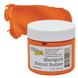 Stencil Butter Acrylic Paint - Marigold, 2 oz, Jar with Swatch