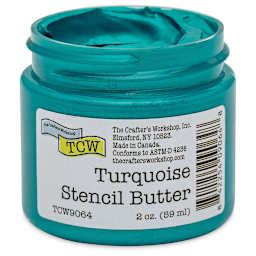 Stencil Butter Acrylic Paint - Turquoise, 2 oz, Jar (Shown without lid)