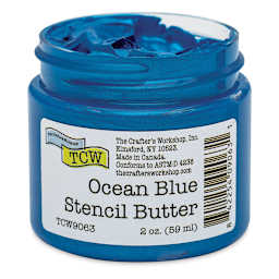 Stencil Butter Acrylic Paint - Ocean Blue, 2 oz, Jar (Shown without lid)
