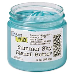 Stencil Butter Acrylic Paint - Summer Sky with lid off