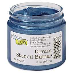 Stencil Butter Acrylic Paint - Denim, 2 oz with lid off