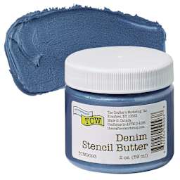 Stencil Butter Acrylic Paint - Denim, 2 oz, Jar and swatch