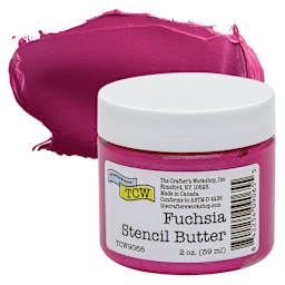 Stencil Butter Acrylic Paint - Fuchsia, 2 oz, Jar and swatch