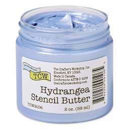 Stencil Butter Acrylic Paint - Hydrangea, 2 oz, Jar with lid off