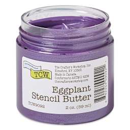Stencil Butter Acrylic Paint - Eggplant, 2 oz, Jar with lid off