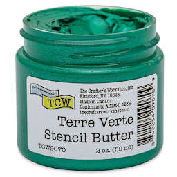 Stencil Butter Acrylic Paint - Terre Verte, 2 oz, Jar (Shown without lid)