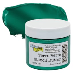 Stencil Butter Acrylic Paint - Terre Verte, 2 oz, Jar and swatch