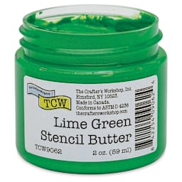 Stencil Butter Acrylic Paint - Lime Green, 2 oz, Jar (Shown without lid)