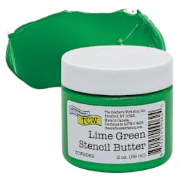 Stencil Butter Acrylic Paint - Lime Green, 2 oz, Jar and swatch