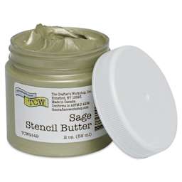 Stencil Butter Acrylic Paint - Sage, 2 oz, Jar open