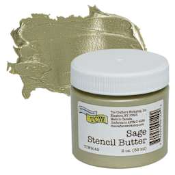 Stencil Butter Acrylic Paint - Sage, 2 oz, Jar and swatch