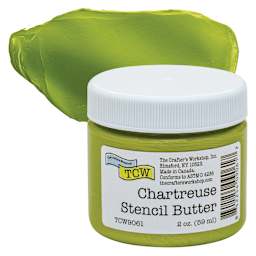 Stencil Butter Acrylic Paint - Chartreuse, 2 oz, Jar and swatch