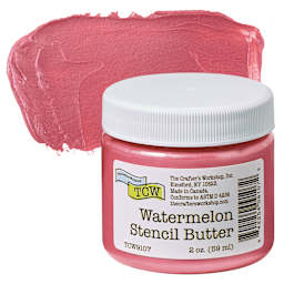 Stencil Butter Acrylic Paint - Watermelon, 2 oz, Jar and swatch