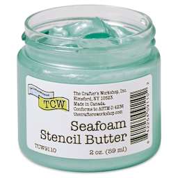 Stencil Butter Acrylic Paint - Seafoam, 2 oz jar open