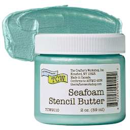 Stencil Butter Acrylic Paint - Seafoam, 2 oz, Jar and swatch
