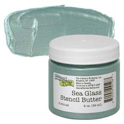 Stencil Butter Acrylic Paint - Sea Glass, 2 oz, Jar and swatch